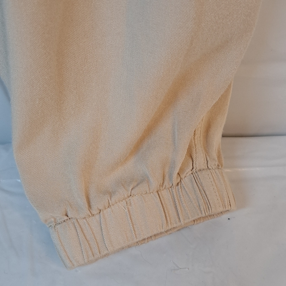 NET 153 Joggers Cargo Beige Medium Rayon Drawstring Waist Lightweight - Picture 2 of 11
